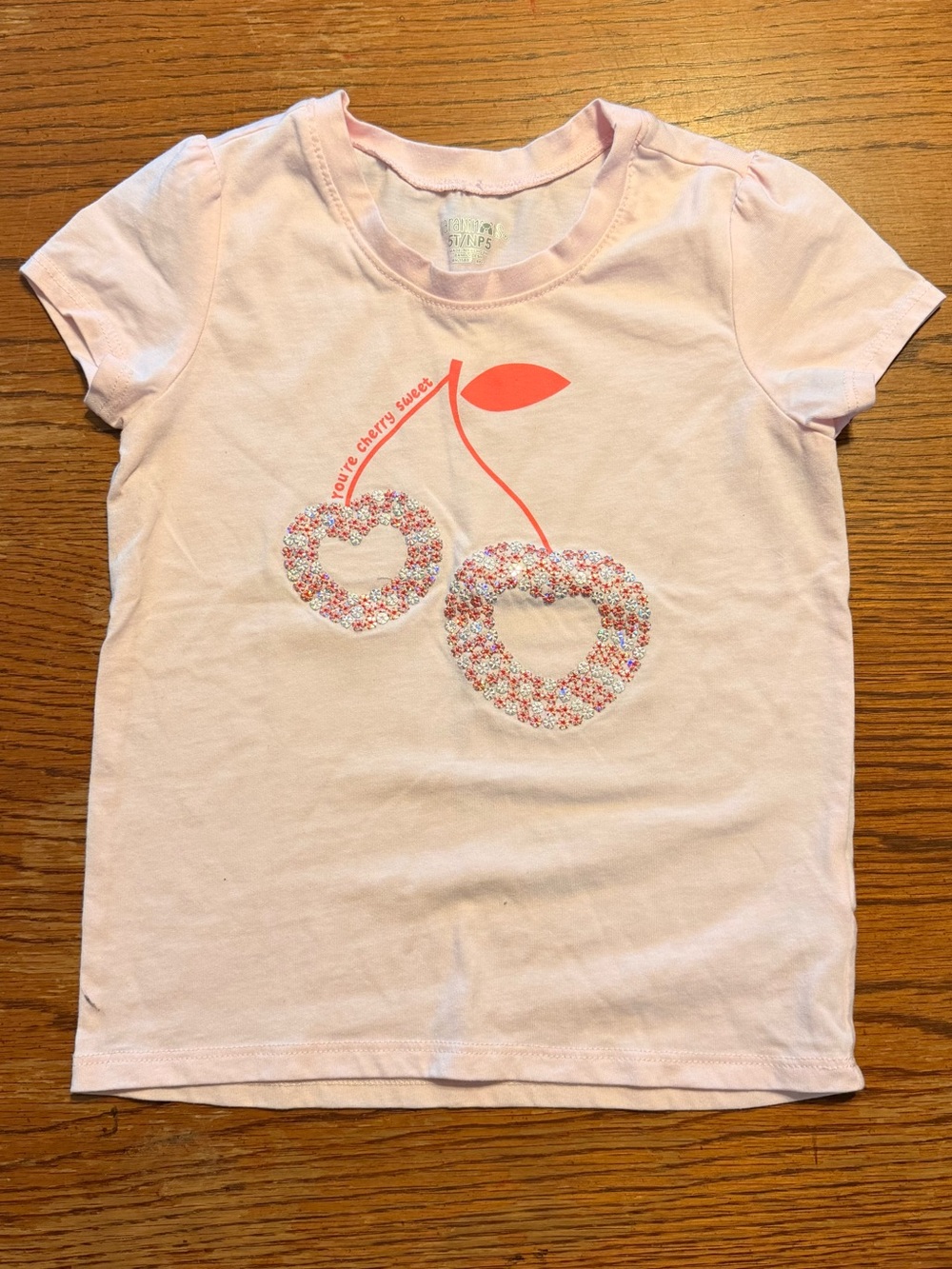 Garanimals Toddler Girls Size 5T Cherry Hearts Short Sleeve Shirt